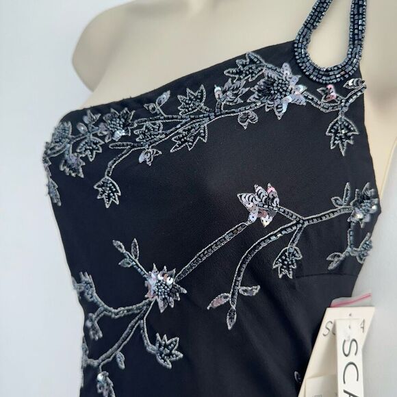 Scala Women’s Vintage Y2K Black Beaded Asymmetrical One Shoulder - Picture 8 of 10